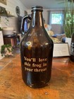 Bullfrog Brewery 64 Fl Oz Brown Amber Glass Beer Growler Bottle W  Handle   Cap