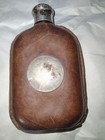 Antique Black Starr   Frost Sterling Silver Leather Flask Telescoping Shot Glass
