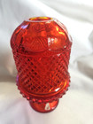 Vintage Mcm Viking Glass Fairy Lamp Ruby Red Diamond Point Glimmer  7  Glows