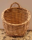 Hanging Wicker Woven Wall Basket Flat Back Home Decor Euc Rattan Cottage Core