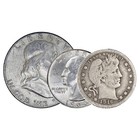 90  Silver Coins   1 Fv  Circulated  Dimes quarters halves 