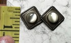 Vtg Taxco Mexico Sterling Silver 925 Cat s Eye Moonstone Earrings Ta-10