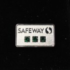 Silver Tone Safeway Service Award Pin Green Rhinestones