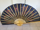 Large Vintage Classic Oriental Folding Wall Fan Dragons Asian Decor 60 w X 35 h