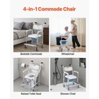 Bedside Commode Chair With 4 Wheels 4-in-1 Raised Toilet Seat 350 Lbs