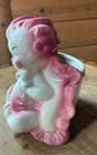 Vintage Hull Pottery Pink  Baby On Pillow  Nursery Planter Vase 92 Usa