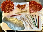 Vintage Copper Molds  Measuring Spoons And Plastic Stirrers Collection
