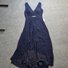 Eliza J Dress Womens Size 14 Blue Rhinestones Maxi Black Tie Mother Bride Formal