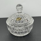 Vintage 1970s 1980s Zajecar Crystal Glass 24  Lead Lidded Candy Dish Yugoslavia