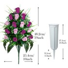 Artificial Cemetery Flowers - Set Of 2 Grave Memorial Rose Flowers With Vase    