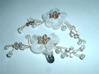 Wedding White Floral Rhinestone Pearl Shoe Clips