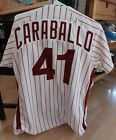 Game Worn Wilson Philadelphia Phillies Caraballo 1985 Baseball Jersey Sz 42