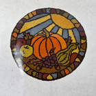 Vintage Burlap N Rags Rug Hooking Kit Michigan Pumpkin Stained Glass 10  X 10 