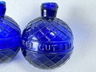 2  1880s Van Cutsem St  Quentin Cobalt Blue Glass Target Ball Quilted Trapshoot