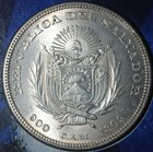 Unc Lightly Cleaned El Salvador 1 Peso Silver 1909    c703