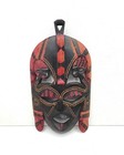 Hand Carved Kenyan Maasai Warrior Vintage Wooden Mask Hand Painted Black Red
