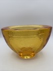 Fire And Light 2000 Recycled Thick Glass Amber Wide Lipped Oval Bowl Vase Signed
