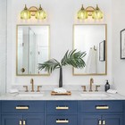 Vintage Bathroom Light Fixtures  Brass Vanity Lights With Green Tulip Glass S   