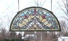 23 5  X 12 25  Half Round Tiffany Style Stained Glass Window Panel Hf46