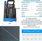 Submersible Water Pump 1 2 Hp Electric Utility Pump  1860 Gph Sump Pump Submersi