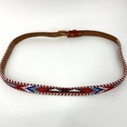 Vintage Hong Kong Native American Beaded Tooled Leather Belt Size 38