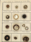 33 Vintage Antique Mother Of Pearl Buttons W other Materials On Collector s Card