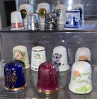 Vintage Thimble Lot Of 15 Ceramic  Tin  And Pewter  Advertising And Specialty