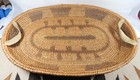 C  1900 Paiute Basket Tray Hide Handles Tribal Centipede Lg  Size 21  X 15  Rare