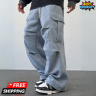 Men s Baggy Cargo Sweatpants Loose Fit Drawstring Joggers Streetwear Pants Usa