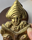 Vintage Pair Bookends By Art Brass Co  1920 s Man In Pointy Hat With Book