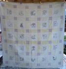 Vtg Antique   Grandma Handmade   Hand-quilted Embroidered Quilt   Flowers 78x78