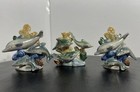 Set Of 3 School Of Dolphins Riding Wave Gray Ceramic Figurine High Gloss 4 5   