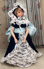 Artisan Dollhouse Miniature Doll 6  Tall Victorian White Lace Blue Taffeta Dress