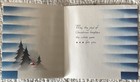 Unused Christmas Art Deco Pine Tree Moon House Vtg Greeting Card 1930s 1940s