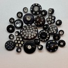 25  Vintage Jewel   Rhinestone Button Lot Black   White