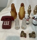 Vintage Lot 12 Pair Salt Pepper Shakers Japan Hiawatha Glass Beer Antique Cars