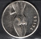 Vintage Naked Woman Heads   Tails Flip Metal Coin Token