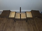 Vintage Mid Century Strommen Bruk Hamar Norway Accordion Style Wood Sewing Box