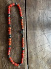 Vinatge Necklace Navajo Sterling Silver Coral And Turquoise