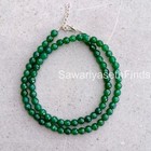 Green Onyx 8mm Round Beaded Necklace  Sterling Silver Clasp  Minimalist Jewelry