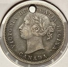 1858 10 Cents Canada Silver 10c Coin Queen Victoria - Xf Detail Holed  f561 
