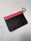 Coach Attachment Credit Card Case Signature Canvas C7398 Pink coffee Logo