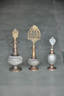 3 Pc Vintage Brass   Iron Handcrafted Solid Black Eye Powder Bottles