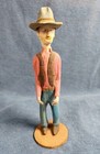Vintage Folk Art Hand Carved Wooden Western Cowboy Figure Signed 6 5 