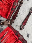 Western Genuine Leather Horse Fringe Headstall Breast Collar Set Tack Gift Mousm