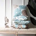  Set Of 4 New Living Series Leaf Geometric 22  X 22   pack Of 4  Water Blue