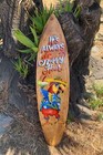 It s Always Happy Hour Drinking Parrot Airbrushed Surfboard Wall Plaque Tiki