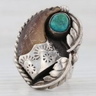 Vintage Native American Turquoise Cabochon Ring Sterling Silver Signed Size 9 5