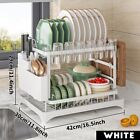 2 Tier Dish Bowl Drainer Storage Rack Dish Drying Rack Kitchen Plates Organizer