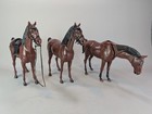 Lot Of 3 Vintage Marx Johnny West Horses Dark Bay Brown Nodding Head